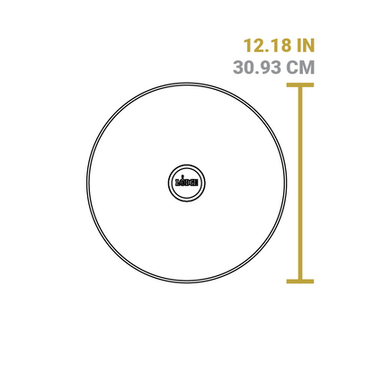 Dimensional drawing of product lid. Total length is 12.18 inches.