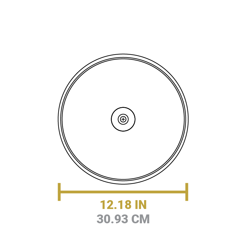 Dimensional drawing of product lid. Total width is 12.18 inches.