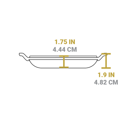 Dimensional drawing of product lid. Total height is 1.9 inches, depth is 1.75 inches.