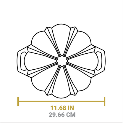 Dimensional drawing of product. Width including handles is 11.68 inches.