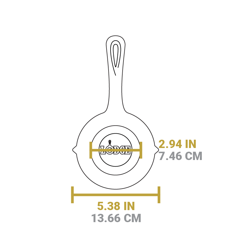 Dimensional drawing of product. Width of flat bottom is 2.94 inches, total width is 5.38 inches.