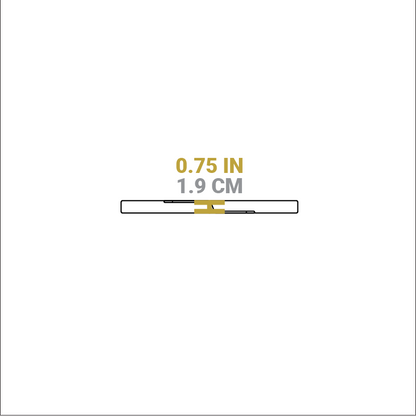 Dimensional drawing of product. Height is 0.75 inches.