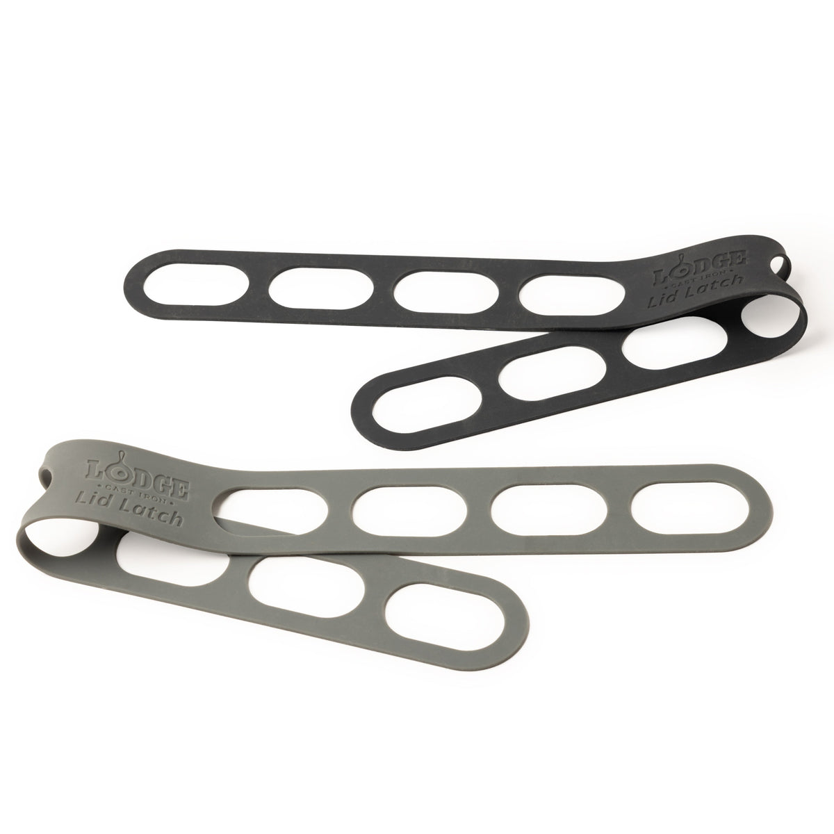 Set of 2 lid latches in colors grey and black.