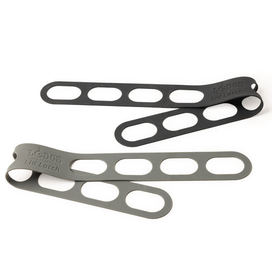 Set of 2 lid latches in colors grey and black.