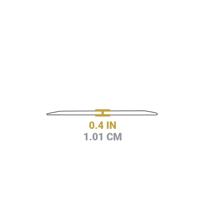 Dimensional drawing of product. Height is 0.4 inches.