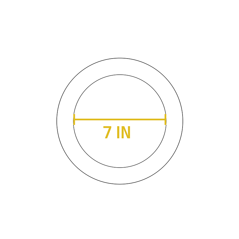 Dimensional drawing of product. Diameter of serving indentation is 7 inches.