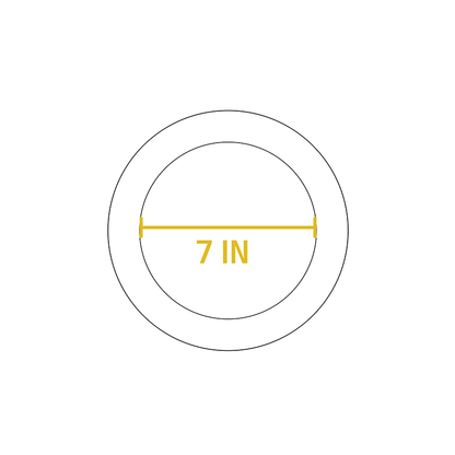 Dimensional drawing of product. Diameter of serving indentation is 7 inches.