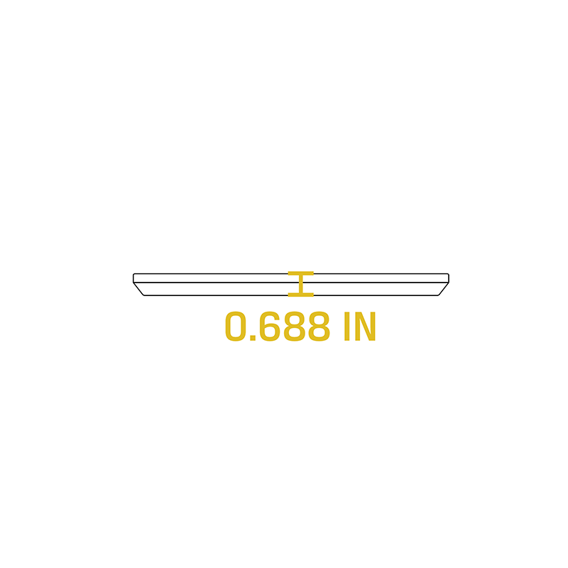Dimensional drawing of product. Height is 0.688 inches.