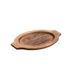 Wooden tray with handles on a white background