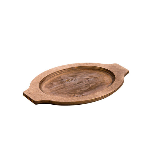 Wooden tray with handles on a white background