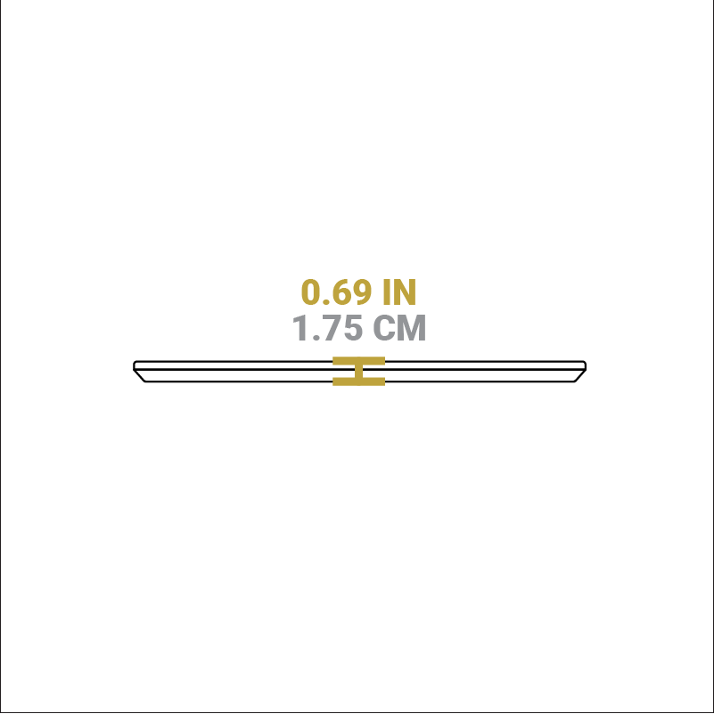 Dimensional drawing of product. Height is 0.69 inches.