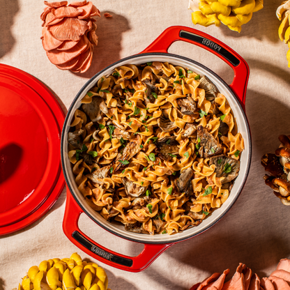 Fresh pasta dish made in dutch oven.