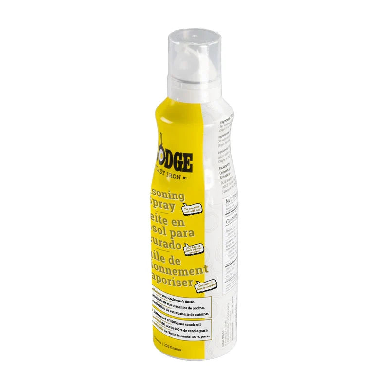 Spray bottle of seasoning spray with yellow and white packaging.