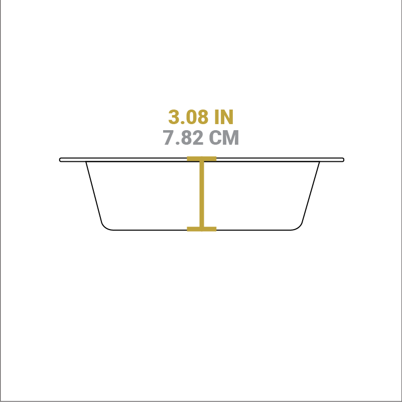 Dimensional drawing of product. Height is 3.08 inches.