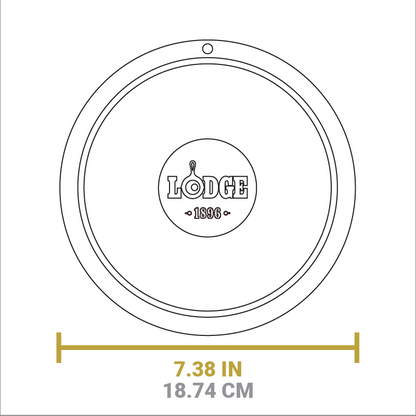 Dimensional drawing of product. Width is 7.38 inches.