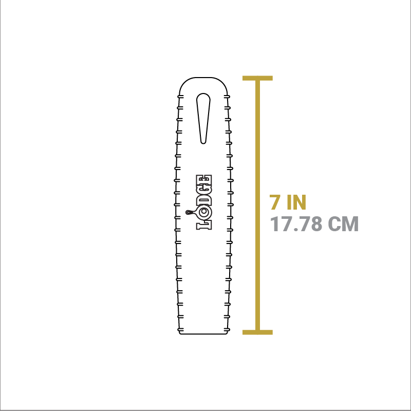 Dimensional drawing of product. Full length is 7 inches.