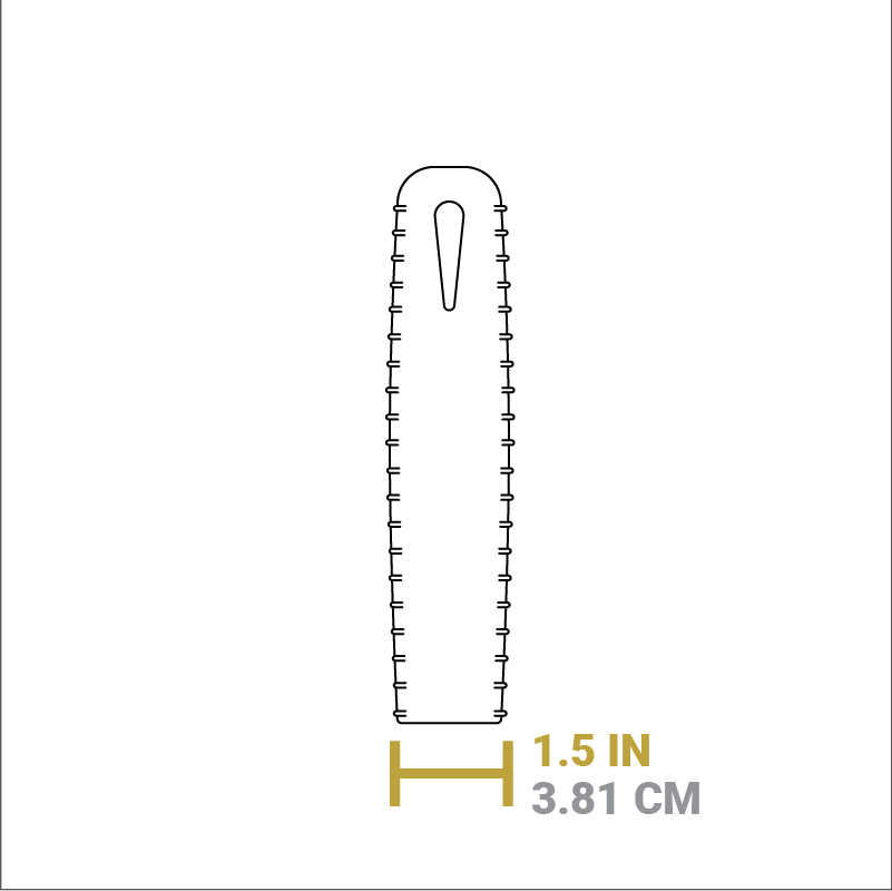 Dimensional drawing of product. Handle opening width is 1.5 inches.