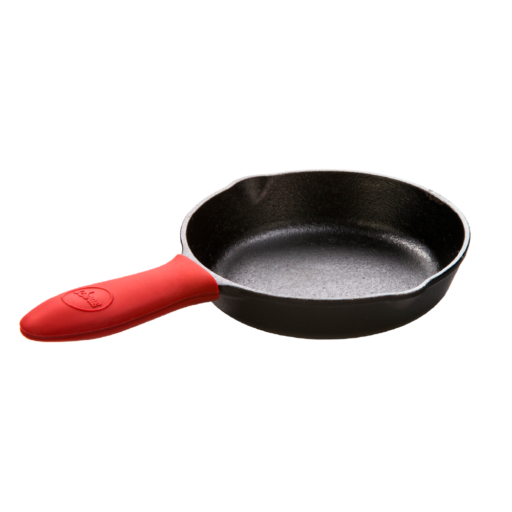 Handle holder on skillet.