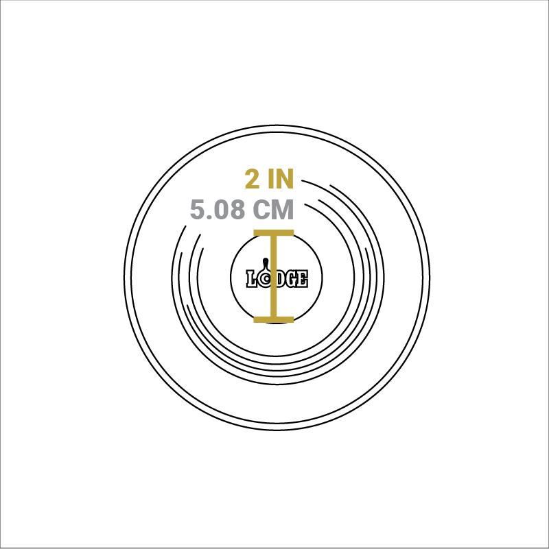 Dimensional drawing of product lid. Diameter of knob is 2 inches.