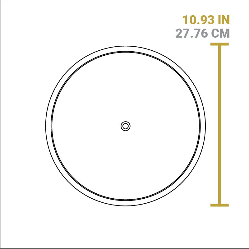 Dimensional drawing of product lid. Total length is 10.93 inches.