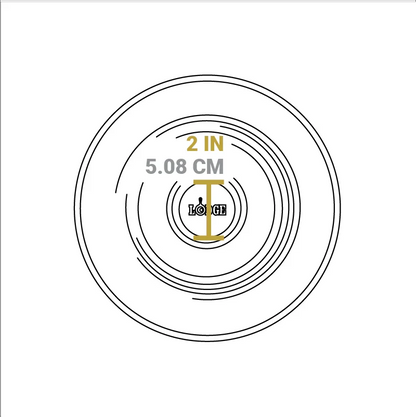 Dimensional drawing of product lid. Diameter of knob is 2 inches.