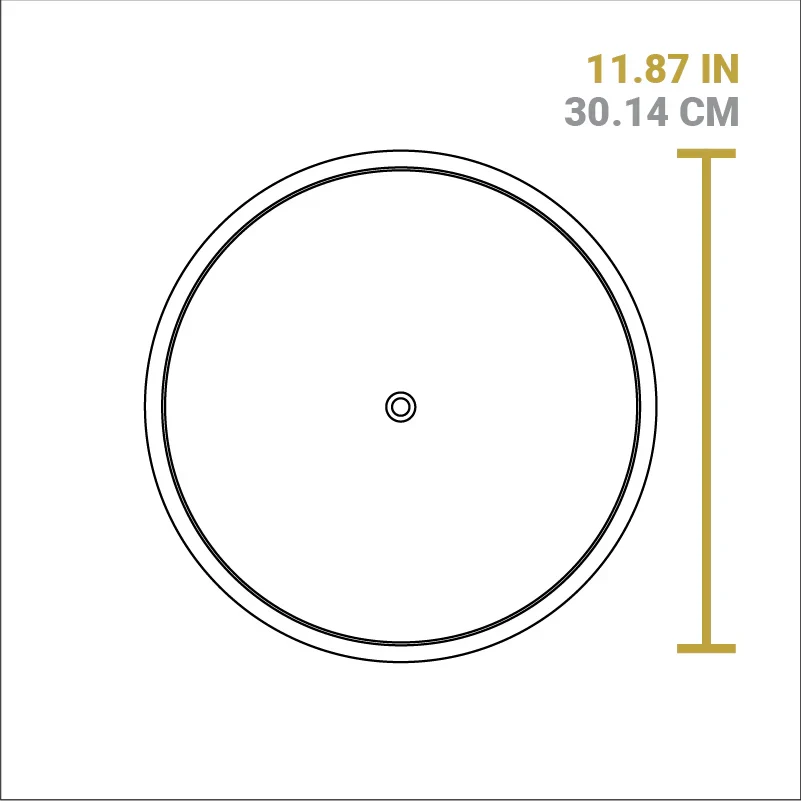 Dimensional drawing of product lid. Total length is 11.87 inches.