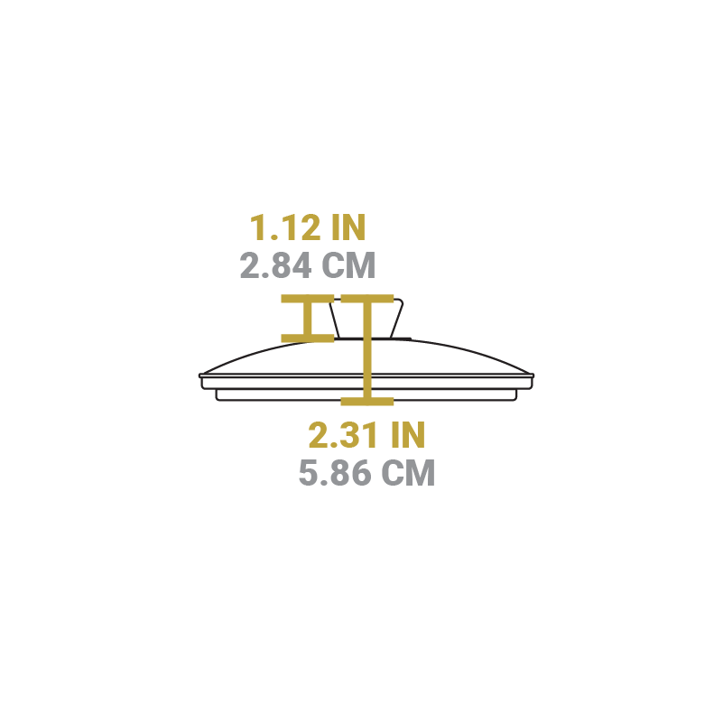 Dimensional drawing of product. Total height is 2.31 inches, height of knob is 1.12 inches.