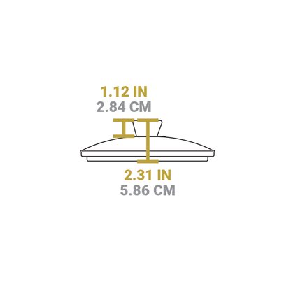 Dimensional drawing of product. Total height is 2.31 inches, height of knob is 1.12 inches.