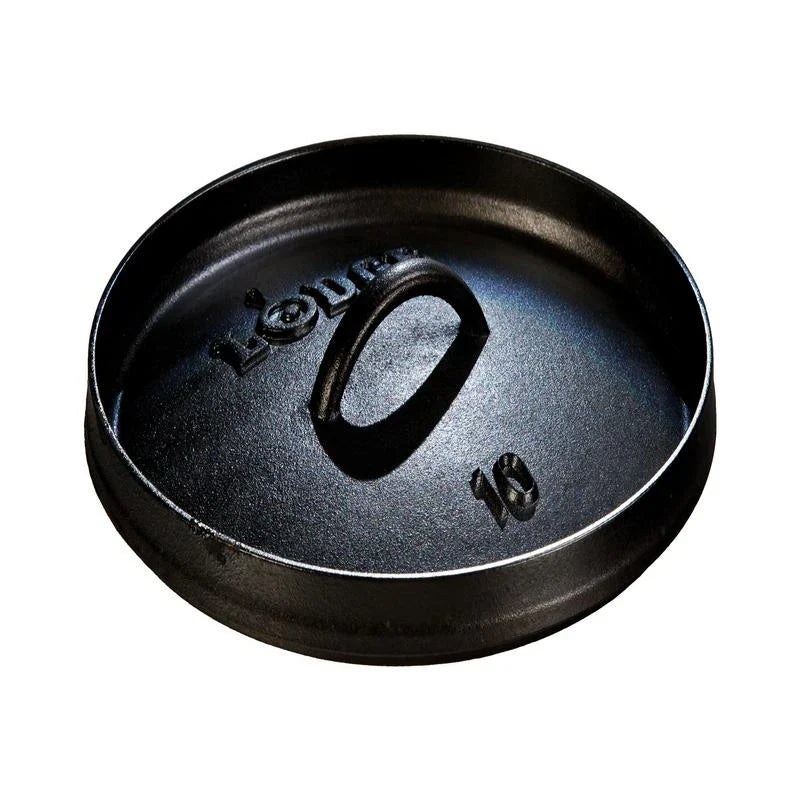 Black lid with a handle on a white background