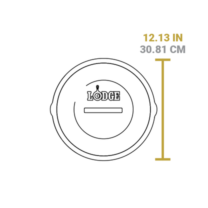 Dimensional drawing of product lid. Total length is 12.13 inches.