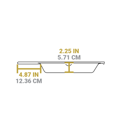 Measurement chart showing dimensions of the 12 inch skillet. Handle is 4.87 inches, height of cooking surface is 2.25 inches.