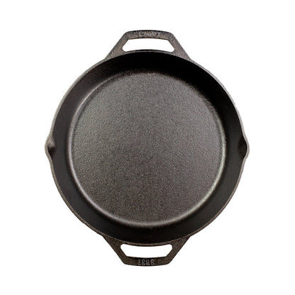 Top view of pan showing cooking surface and loop handles.