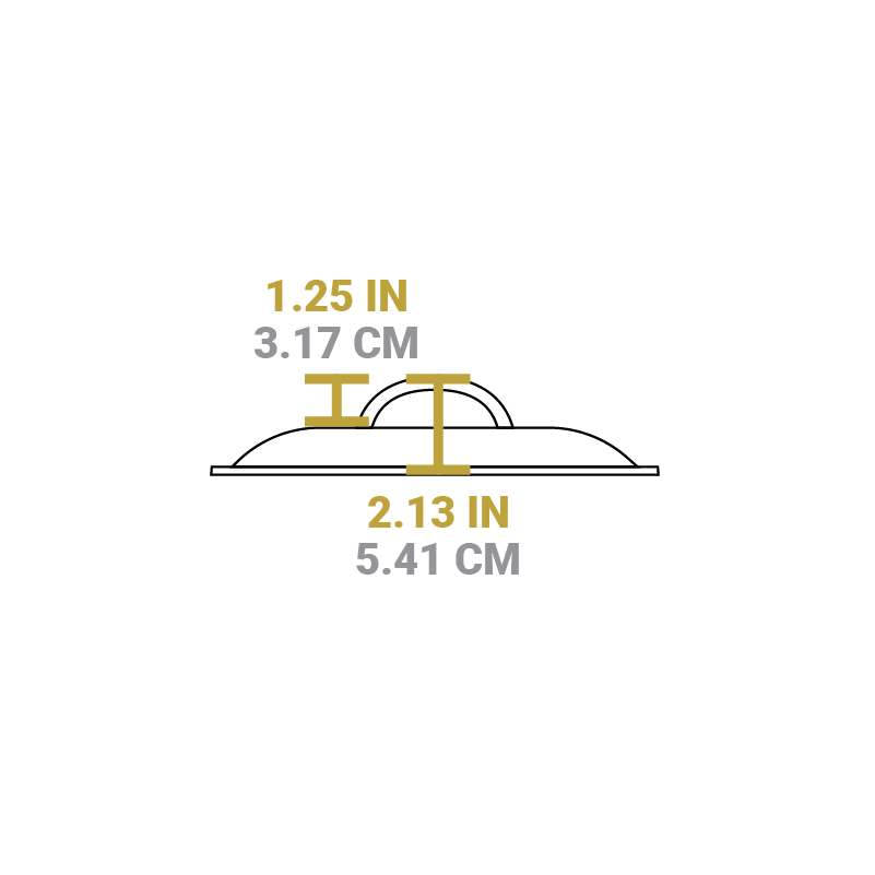 Dimensional drawing of product. Total height is 2.13 inches, and height of handle from lid is 1.25 inches.