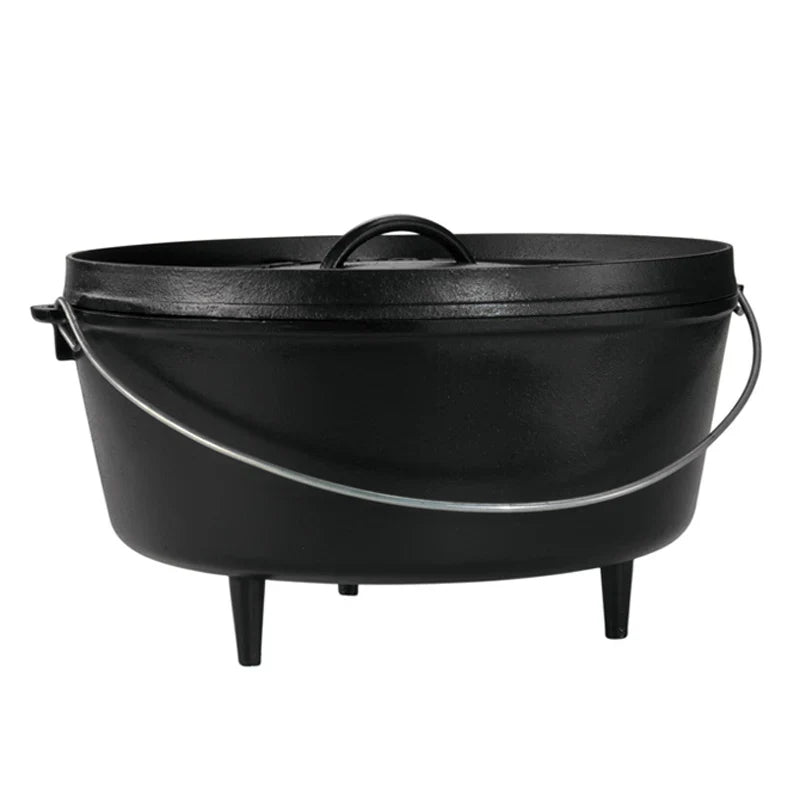 Dutch oven with 3 legs and a bail handle, making it great for camp cooking no matter the method.