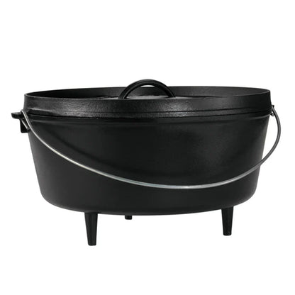 Dutch oven with 3 legs and a bail handle, making it great for camp cooking no matter the method.