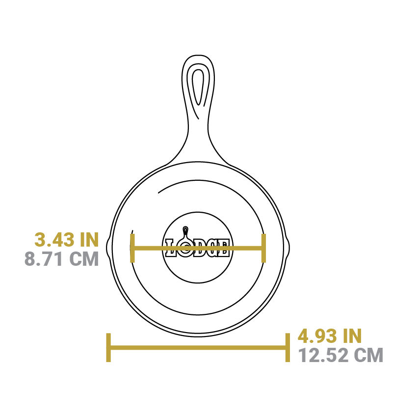 Dimensional drawing of product. Width of flat bottom is 3.43 inches, and total width is 4.93 inches.