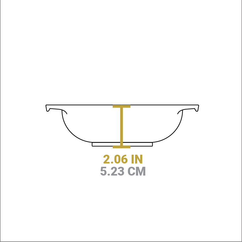 Dimensional drawing of product. Total height is 2.06 inches.