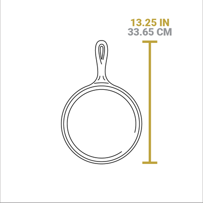 Dimensional drawing of product. Total length including handle is 13.25 inches.