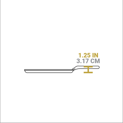 Dimensional drawing of product. Height of handle from bottom is 1.25 inches.