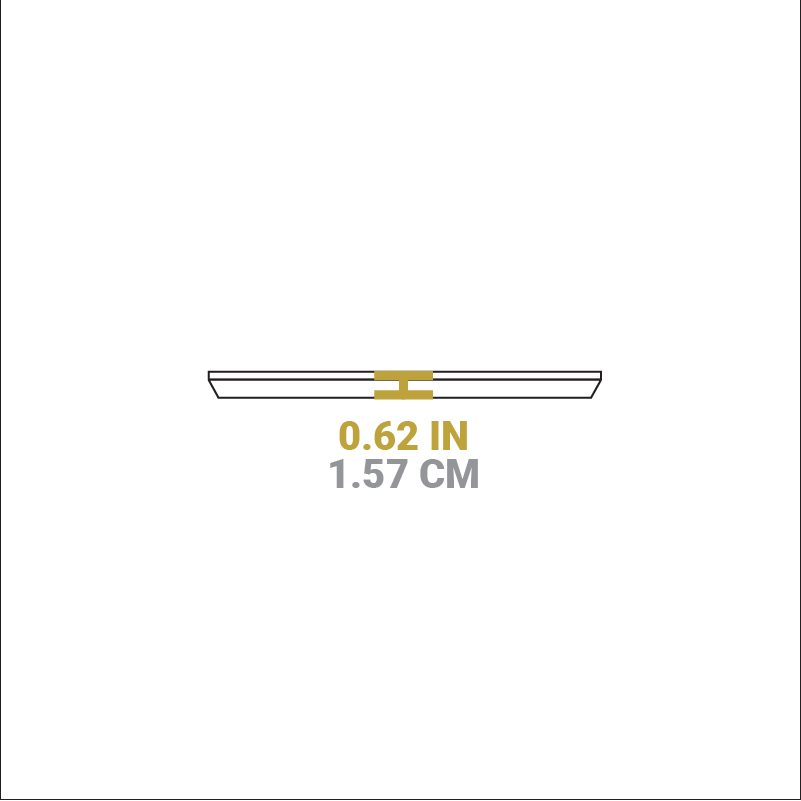 Dimensional drawing of product. Height is 0.62 inches.