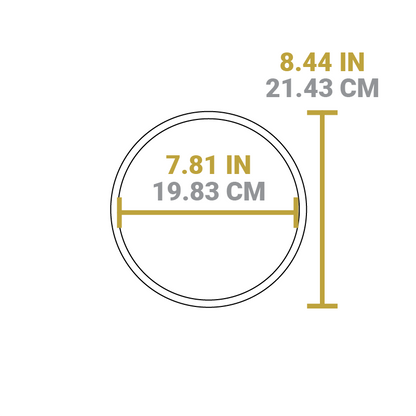 Dimensional drawing of product. Total width is 7.81 inches, total length is 8.44 inches.