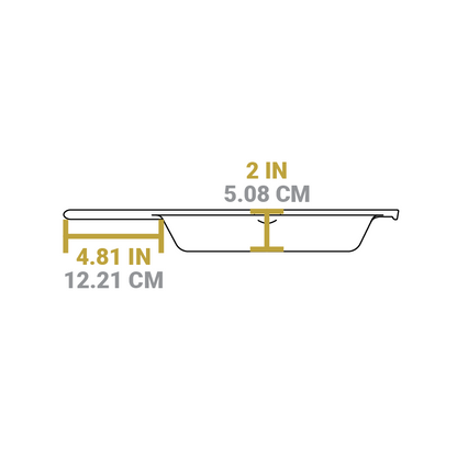 Measurement chart showing dimensions of the 10.25 inch skillet. Handle is 4.81 inches, height of cooking surface is 2 inches.