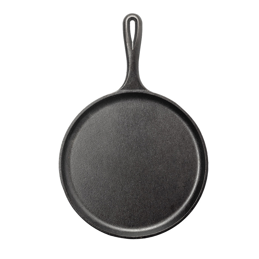 Top view of griddle featuring cooking surface and slightly raised edges.