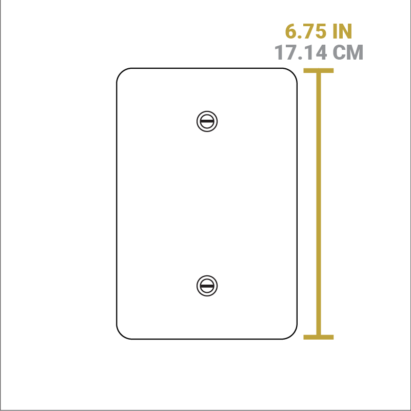 Dimensional drawing of product. Length of press is 6.75 inches.