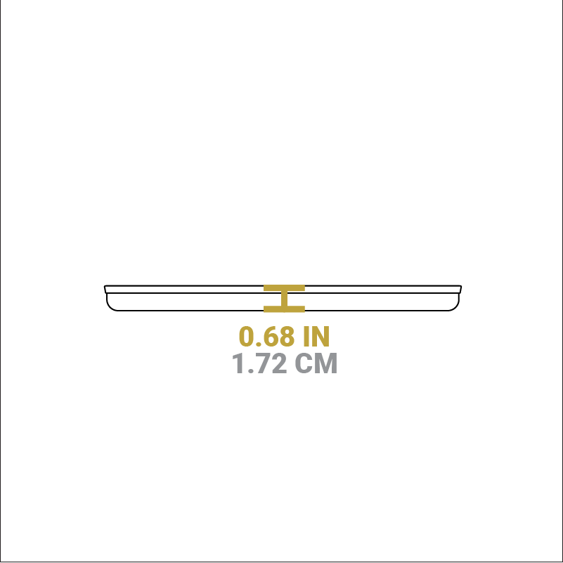 Dimensional drawing of product. Height is 0.68 inches.