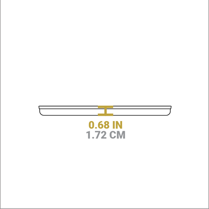 Dimensional drawing of product. Height is 0.68 inches.