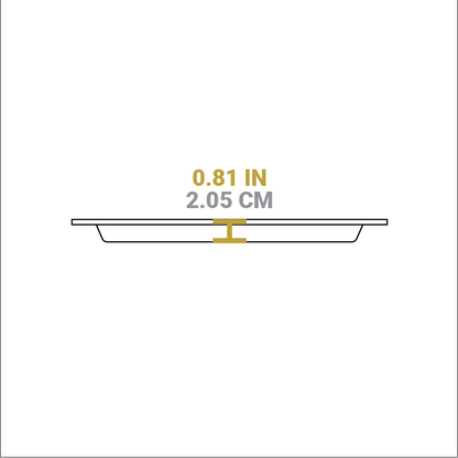 Dimensional drawing of product. Depth of cooking surface is 0.81 inches.