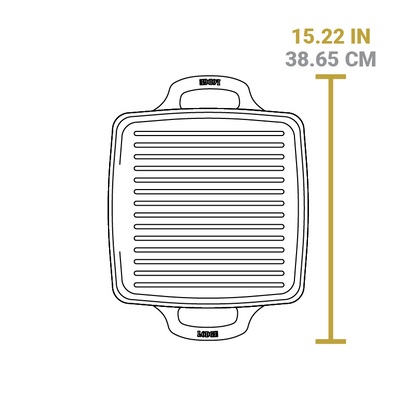Dimensional drawing of product. Total width from handle to handle is 15.22 inches.