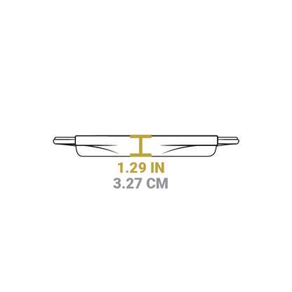 Dimensional drawing of product. Total height is 1.29 inches.