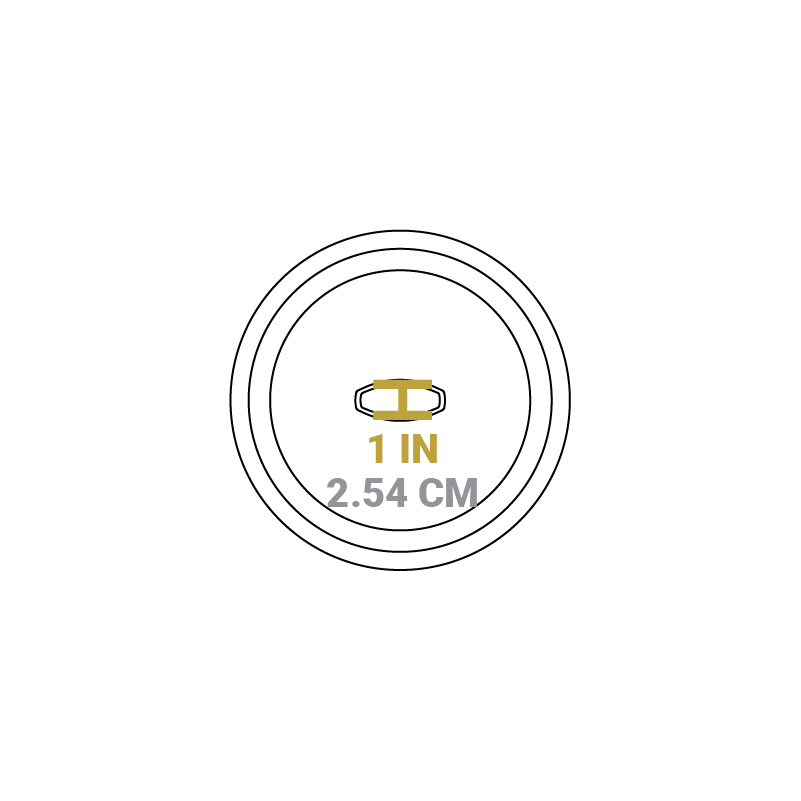 Dimensional drawing of product lid. Knob length is 1 inch.